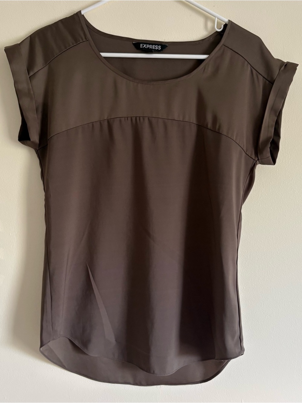 Express Women's Brown Short-Sleeve Blouse Size XS